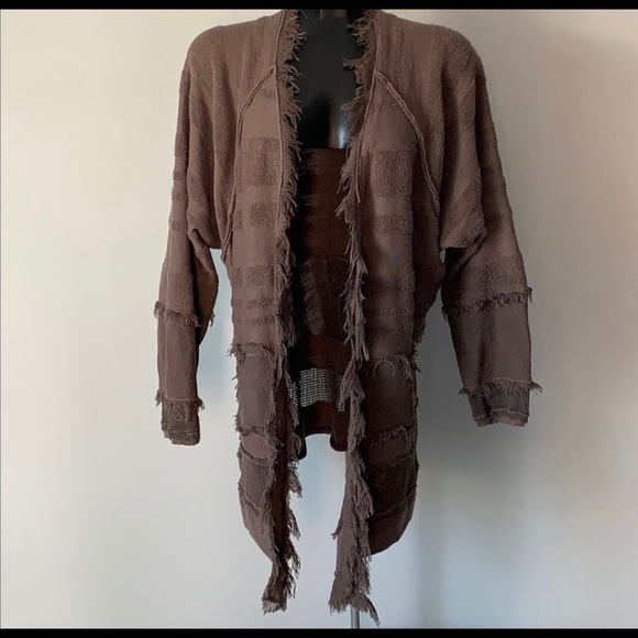 Free People Grey Fringe Open Front Cardigan XS - Picture 1 of 4
